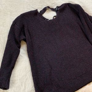 KNIT LACE UP BACK SWEATER